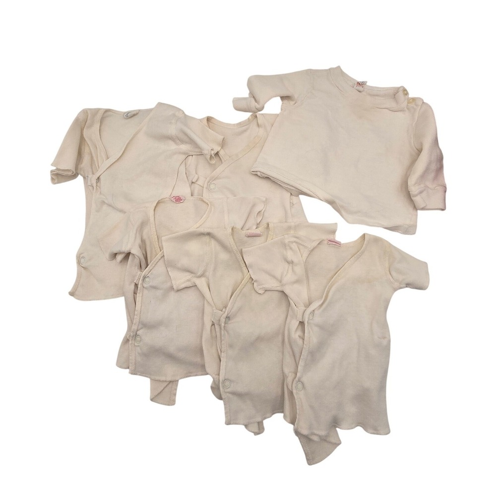 Vtg Baby Undershirt Lot Denton Dandon Wonderalls Cotton Side Snap Mixed Sizes